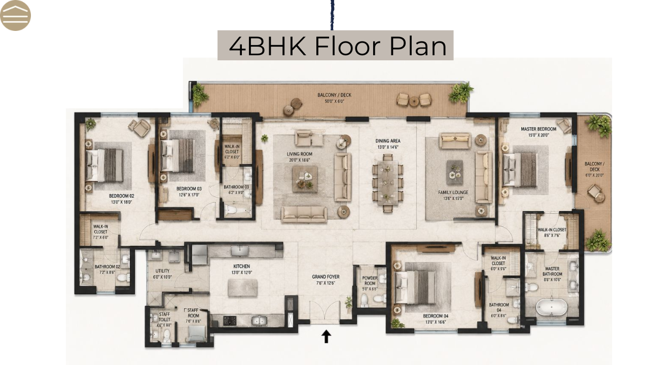 M3M Brabus 4 BHK floor plan