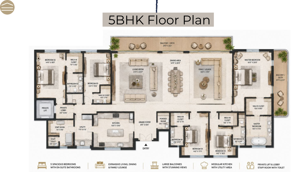 M3M Brabus 5 BHK floor plan